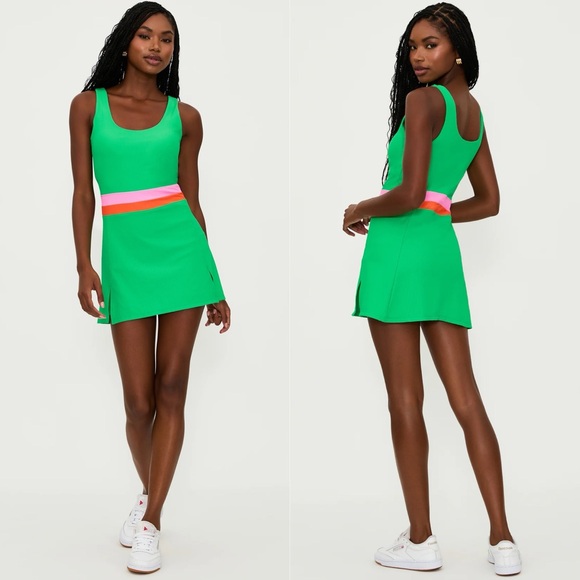 Beach Riot Dresses & Skirts - Beach Riot Remi Ribbed Tennis Dress Island Green Pink Size Large